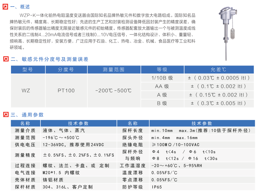 WZP-K一体化铂热电阻温度变送器(图1)